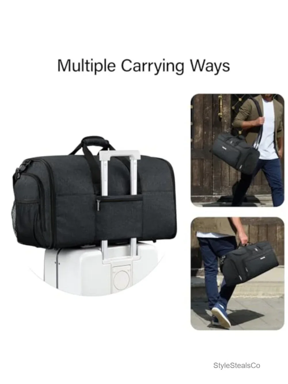 2-in-1 Convertible Duffel Garment Bag with Shoe Compartment, Carry On Travel